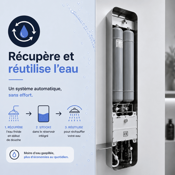 Colonne de douche avec système de récupération d'eau froide